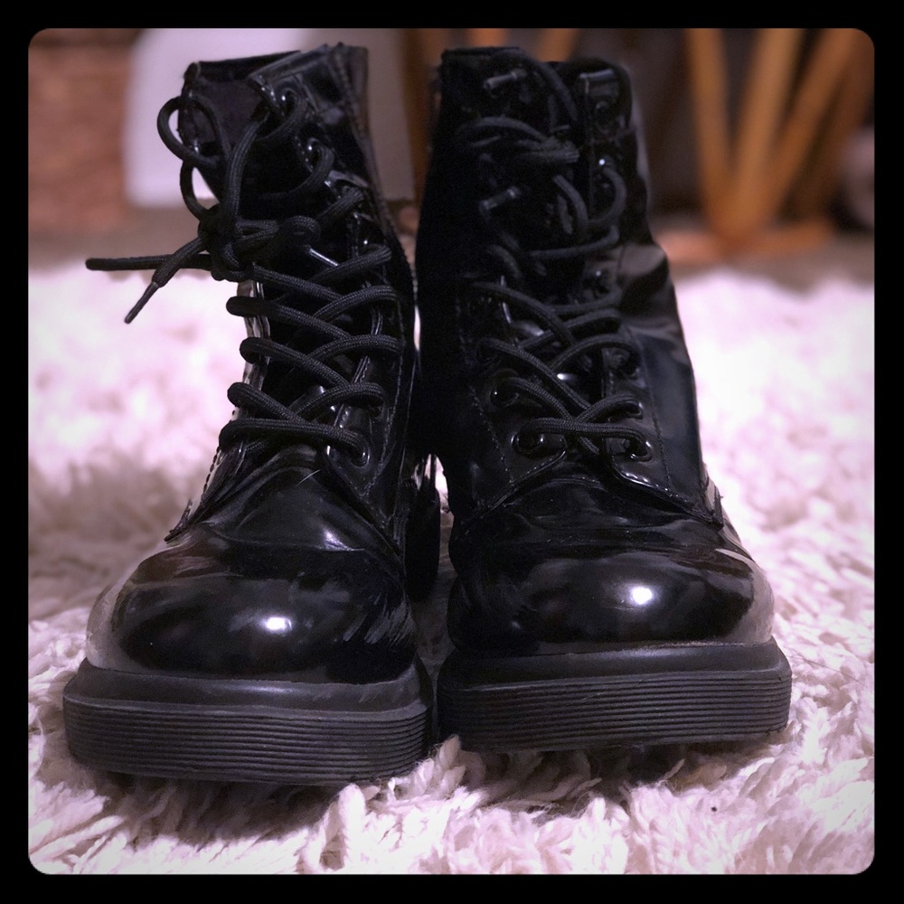 Shiny combat boots